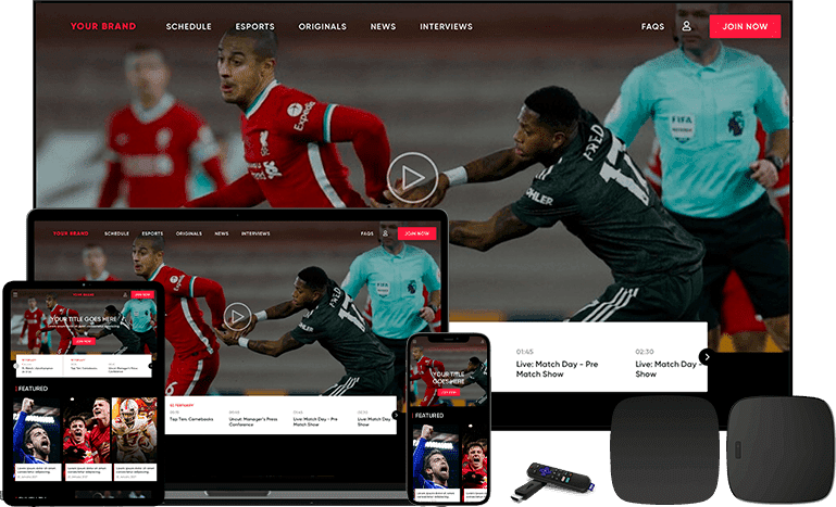 Sports OTT platform with tv, laptop, mobile and tablet apps